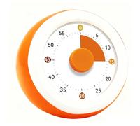 Visual Timer, 60 Minute Timer Silent Countdown Clock for Kids Homework, Classroom Time Management, Kitchen Timers for Cooking with No Ticking Gentle Ring Easy One-Hand Dial, White Orange