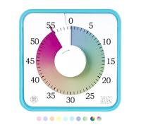 Visual Timer 7.5 inch; 60 Minute 1 Hour Countdown Timer for Kids Classroom Home Office Meeting, Mechanical Countdown Clock for Time Management Magnetic, Sky Blue with Colorful Disc White Knob