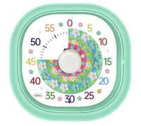 Visual Timer for Classroom & Home, 60 Minute Battery Operated Silent Countdown Clock Timers with Colorful Flower Dial 2 Alert Modes (LED or Ring) Timers for Kids Adults Teacher Cooking, Green