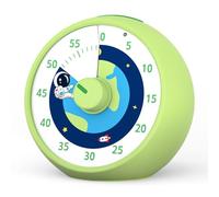 Visual Timer for Kids, 60-Minute Countdown for Classroom Office Kitchen, Desk Timer Kids Time Management Tools with Silent Operation, Pomodoro Time Rainbow Pattern (Planet Green)