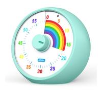 Visual Timer for Kids, 60-Minute Countdown for Classroom Office Kitchen, Desk Timer Kids Time Management Tools with Silent Operation, Pomodoro Time Rainbow Pattern (Tiffany)