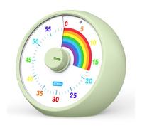 Visual Timer for Kids, 60-Minute Countdown for Classroom Office Kitchen, Desk Timer Kids Time Management Tools with Silent Operation, Pomodoro Time Rainbow Pattern (Grass Green)