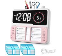 Visual Timer for Kids Adult- Autism & ADHD Time Management Tool with Digital Alarm,Coutdown,Task Chart Planning Board,Temperature & Storage,Task Planner for Home,School (Pink)