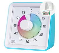 Visual Timer with Protective Case, 60-Minute Countdown Timer for Kids Autism ADHD Classroom Home Office, Countdown Clock for Teaching Work Meeting Time Management, Sky Blue with Colorful Disc