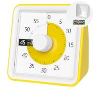 Visual Timer with Protective Case, 60-Minute Countdown Timer for Kids Autism ADHD Classroom Home Office, Countdown Clock for Teaching Work Meeting, Pomodoro Timer for Time Management Education, Yellow