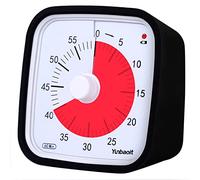 Visual Timer with Protective Case, Yunbaoit Upgraded 60-Minute Countdown Timer for Kids and Adults with Low Battery Remind, Silent Time Management Tool, No Ticking, Optional Alert (Black)