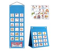 Visual Timetable, Children Visual Daily Routine Chart with 96 Picture Cards, Visual Now and Next Board Learning Aid Tool to Support Communication, Routine and Transition (Sky Blue)