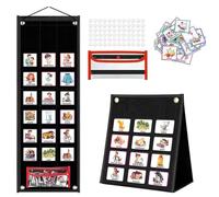 Visual Timetable, Children Visual Daily Routine Chart with 96 Picture Cards, Visual Now and Next Board Learning Aid Tool to Support Communication, Routine and Transition(Black)