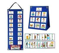Visual Timetable, Children Visual Daily Routine Chart with 96 Picture Cards, Visual Now and Next Board Learning Aid Tool to Support Communication, Routine and Transition(Blue)