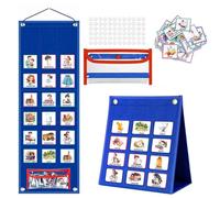 Visual Timetable, Children Visual Daily Routine Chart with 96 Picture Cards, Visual Now and Next Board Learning Aid Tool to Support Communication, Routine and Transition(Blue)