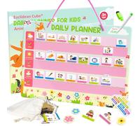 Visual Timetable Daily Planner for Kids - Magnetic Schedule Board with 195 Magnets, 1 Storage Bag, 1 Cord & 1 Pen, Reward Charts for Children Behaviour - Now and Next Board Autism (Animal Theme)