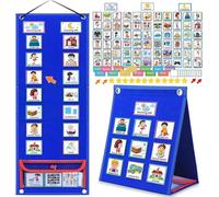 Visual Timetable for Kids with 124 PECS Cards, Now and Next Board Autistic | Daily Weekly Routine Chart ADHD ASD Autism Learning Materials | Toddler Children Planning Board for School and Home (Blue)
