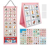 Visual Timetable for Kids with 96pcs Chore Chart, Children Daily Routine Chart Planner, Hanging Felt Kids Visual Schedule Calendar Now and Next Board Sensory Equipment for Home School (pink)