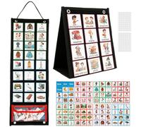 Visual Timetable for Kids with 96pcs Chore Chart, Children Daily Routine Chart Planner, Hanging Felt Kids Visual Schedule Calendar Now and Next Board Sensory Equipment for Home School (black)