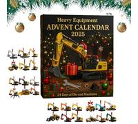 Visualfavor Heavy Equipment Advent Calendar 2025 · 24 Die-Cast Machines, Heavy Equipment Advent Calendar 2025, 24 Days Christmas Countdown Calendar with 24 Different Mini Excavator Ornaments (1*Set)