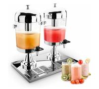 Visualized Drink Dispensers, Beverage Dispensers with Stainless Steel Stand, Thermal Hot and Cold Tea Dispenser, Large Capacity Drink Dispenser with Spigot for Juice(Double Silver)