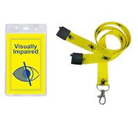 Visually Impaired Card Badge Hidden Disability Lanyard - with Printed Yellow Lanyard & Clear ID Card Pocket (Visual Yellow)