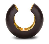 visuals Tealight Holder, Small Brown Matte Metal with Gold-Leaf Lining, 11 x 6.5 x 12 cm