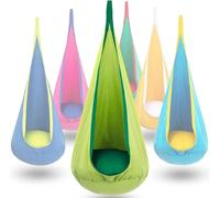 VIsuIvit Kids Pod Swing Seat Chair, Hammock Chairs witha Inflatable Pillow and All Accessories for Indoor and Outdoor(Green)