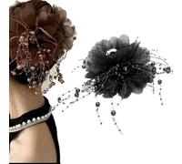 Visulong Butterfly Tears Tassel Hair Clip, Flower Tassel Hair Clip, Large Versatile Hair Claw Clips for Women Thin Thick Curly Hair Daily Wear (1PCS Black)