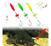 Visulong Catfish Fishing Set, 23in 6/0 8/0 Takedown Rigs Catfish, 55lb Tension Cat Fish Rig for Bank, River & Lake Fishing, Take down Rigs, Glow Beads, Bells, Cigar & Oval Floats (3Pcs, 8/0)