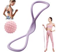 Visulong Resistance Bands, 15/25/35 lbs Figure 8 Exercise Bands with Handles for Women & Men, High Elastic Silicone Bands for Home, Yoga, Arm & Back Workout (Purple 15lbs)