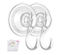 VIS'V 8 Pack Large Suction Cup Hooks with Wipes, Heavy Duty, 22LB Capacity, Removable and Reusable, Clear