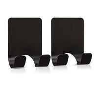 VIS'V Adhesive Razor Hooks, Black Self Adhesive Razor Holder Shower Waterproof Shaver Hook Hanger Stand Heavy Duty Stainless Steel Bathroom Kitchen Sticky Hooks for Razor Towel Loofah Plug - 2 Pcs