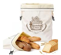 VIS'V Beeswax Bread Bags, Reusable Large Linen Cotton Sourdough Bread Bags with Zipper for Homemade Baking Breads, 2 Pcs