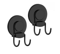 VIS'V Shower Suction Cup Hooks, Removable and Reusable, Black, 2 Pcs