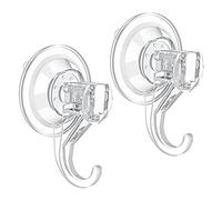 VIS'V Suction Cup Hooks, Small Clear Reusable Heavy Duty Vacuum Suction Cup Hooks Strong Window Glass Kitchen Bathroom Hooks for Towel Loofah Robe Key Utensils Festival Decorations - 2 Packs