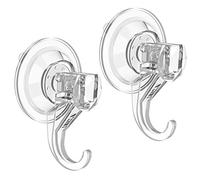 VIS'V Suction Cup Hooks, Small Clear Shower Suction Hooks Heavy Duty Vacuum Suction Cups with Hooks Removable Reusable Bathroom Suction Hooks for Tile Wall Window Glass Door 6 Pcs