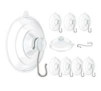 VIS'V Suction Cup Hooks, Upgraded Large Clear Suction Cups with Metal Hooks 2.5 Inches Removable Suction Cups for Window Glass Door Kitchen Bathroom Shower Wall - 10 Packs