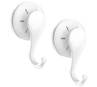 VIS'V Suction Cup Hooks, White Shower Suction Hooks Heavy Duty Vacuum Suction Cup Hooks Removable Reusable Window Glass Door Suction Cup Hanger Holders for Bathroom Kitchen Decor - 2 Pcs