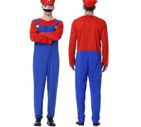 VISVIC Carnival Halloween Costume Unisex Adult Men Lady Kids Boy Girl Kids Teens Super Brothers Plumber Fancy Dress Outfit Costume, Man Red, M