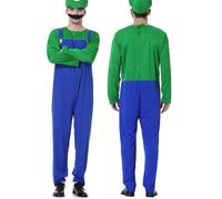 VISVIC Carnival Halloween Costume Unisex Adult Men Lady Kids Boy Girl Kids Teens Super Brothers Plumber Fancy Dress Outfit Costume, Man Green, S
