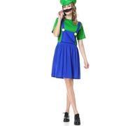 VISVIC Super Costume Brothers Cosplay Costume Fancy Dress Outfit Halloween Carnival Costume Unisex Mens Women Adult Kids Teens, Lady Green, XL