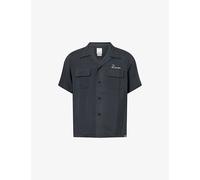 Visvim Mens Visvim Judd Short-Sleeve Rayon Shirt Black M