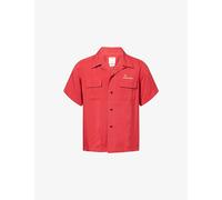 Visvim Mens Visvim Judd Short-Sleeve Rayon Shirt Red S