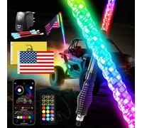 Viswiker 1PC 2FT LED Whip Lights for UTV/ATV, APP & Remote Control, Chasing Color Modes, Waterproof Off-Road Light for Can-Am, Polaris RZR, Dune Buggies, Spring Base Included