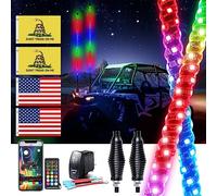 Viswiker 2PCS 2FT LED Whip Lights with Chasing Colors and App Control for UTV ATV, with Spring Base, Remote, and Rocker Switch, Ultimate Off-Road Light for Can-Am Polaris RZR Dune Buggies