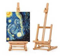 VISWIN 25" H Small H-Frame Tabletop Easel, Adjustable Beech Wood Art Table Top Easel for Painting, Holds Canvas up to 16", Portable Display Desk Easel Stand for Adults, Artists, Beginners - Natural