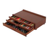 VISWIN 3-Drawer Art Supply Storage Organizer, Beech Wood Artist Storage Box with Removable Dividers, Portable Art Box for Paints, Brushes, Pencils, Pens, Pastels - Walnut