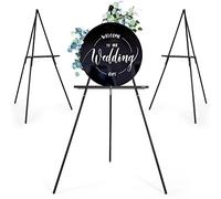 VISWIN 3 Pcs 160cm Wooden Tripod Display Easel Stand for Wedding Sign, Poster, A-Frame Artist Easel Floor with Tray for Painting, Canvas, Foldable Easel - Black