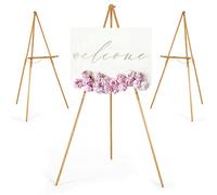 VISWIN 3Pcs 63" Natural Easel Stand for Wedding Signs, Adjustable Wooden Display Easel with Holder, Tripod Floor Easel for Welcome Board, Poster, Picture, Photos, Paintings
