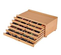 VISWIN 6-Drawer Art Supply Storage Organizer, Beech Wood Artist Storage Box with Removable Dividers, Portable Art Box for Paints, Brushes, Pencils, Pens, Pastels - Natural