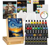 VISWIN 62 Pcs Acrylic Paint Set with Easel Box, Painting Kit with 24 Acrylic Paints, Canvases, Brushes, Palette, Paper Pad, Art Supplies, Art Set Gift for Adults, Kids, Beginners, Artists