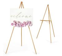 VISWIN 63" Natural Easel Stand for Wedding Signs, Adjustable Wooden Display Easel with Holder, Tripod Floor Easel for Welcome Board, Poster, Picture, Photos, Paintings