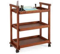 VISWIN 89 cm Art Cart Organizer, Solid Beechwood Art Supply Storage Organizer with 4 Caster Wheels, Multifunctional Rolling Utility Storage Cart for Studio, Classroom, Artists