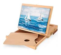 VISWIN Adjustable Tabletop Easel with Drawer and Palette, Solid Beech Wood Table Top Easel for Painting, Sketch Box Easel, Table Easel for Adult, Artist, Beginner, Student 33x26x5 cm
